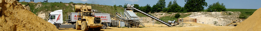 Produktionsanlage und LKW-Verladung in der Sandgrube Meensen