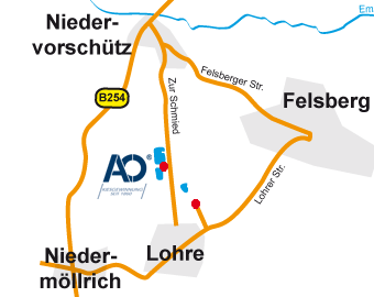 Anfahrtskarte AO in Felsberg/Lohre